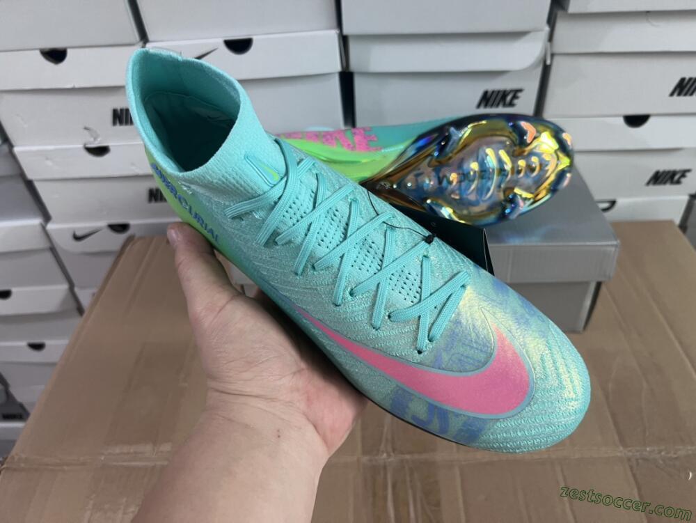 Nike Air Zoom Mercurial Superfly 10 Elite FG High-Tops Soccer Cleats - Jade/Pink/Yellow
