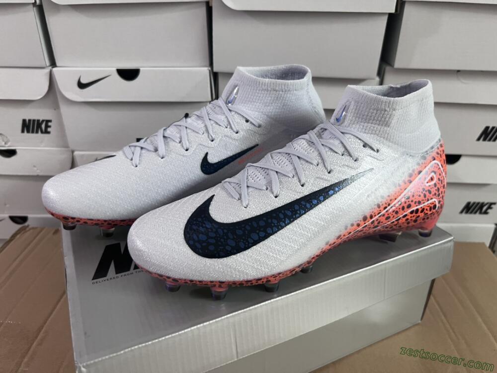Nike Air Zoom Mercurial Superfly 10 Elite AG High-Tops Soccer Cleats - Grey/White/Leopard