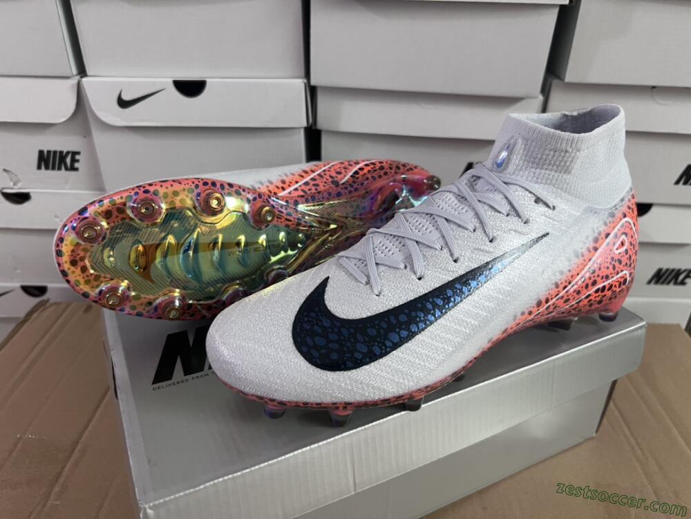 Nike Air Zoom Mercurial Superfly 10 Elite AG High-Tops Soccer Cleats - Grey/White/Leopard
