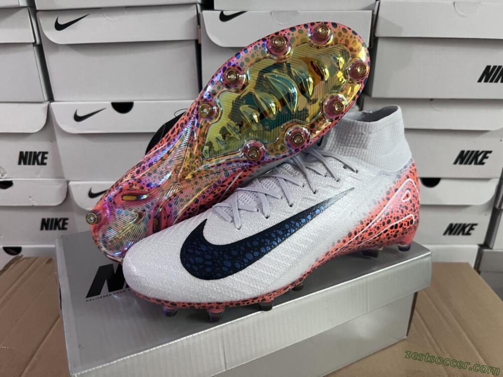 Nike Air Zoom Mercurial Superfly 10 Elite AG High-Tops Soccer Cleats - Grey/White/Leopard