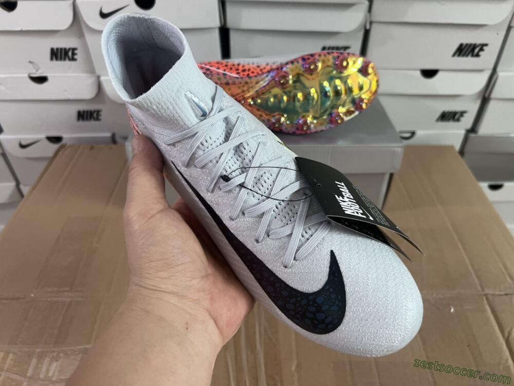 Nike Air Zoom Mercurial Superfly 10 Elite AG High-Tops Soccer Cleats - Grey/White/Leopard