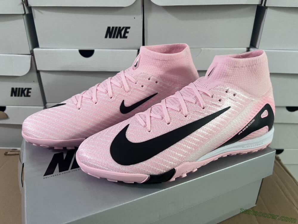 Nike Air Zoom Mercurial Superfly 10 Elite TF High-Tops Soccer Shoes - Pink/White/Black