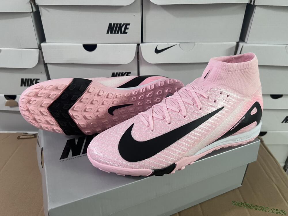 Nike Air Zoom Mercurial Superfly 10 Elite TF High-Tops Soccer Shoes - Pink/White/Black