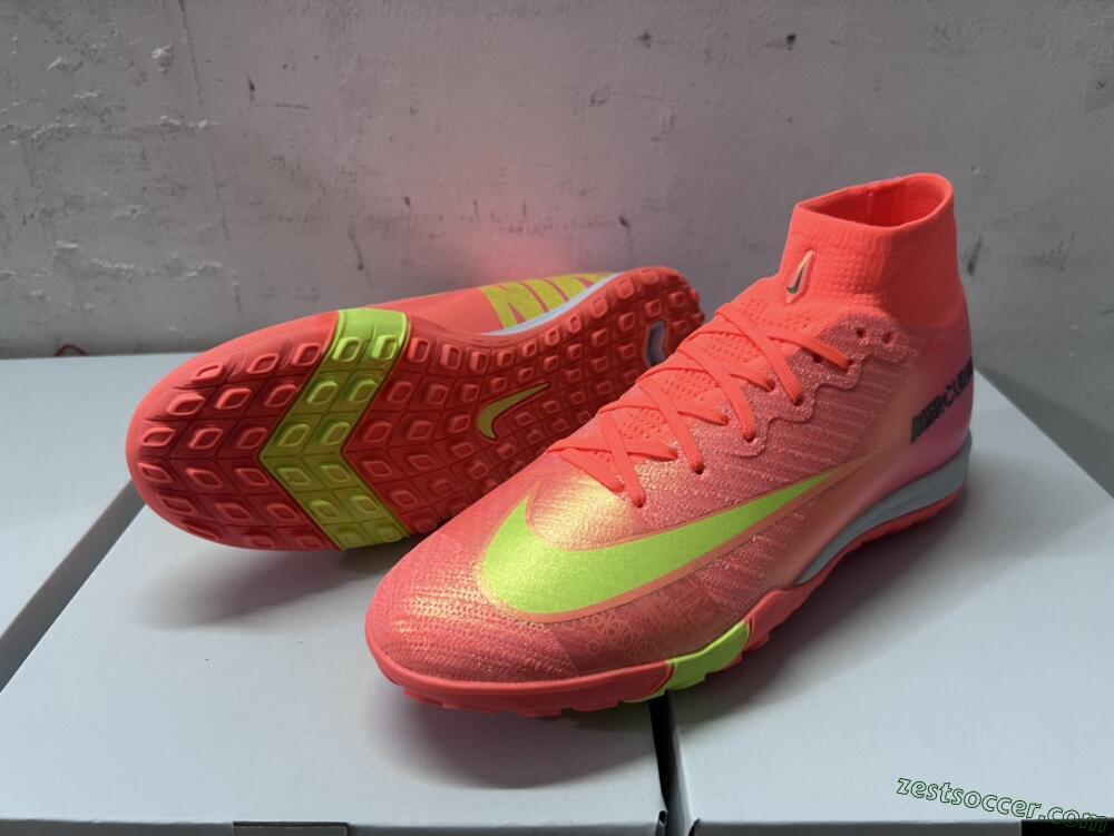 Nike Air Zoom Mercurial Superfly 9 Elite TF High-Tops Soccer Shoes - Red/Yellow/White
