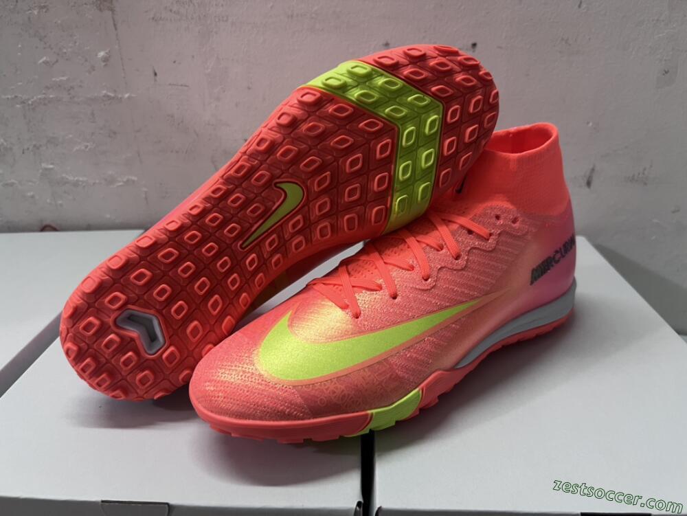 Nike Air Zoom Mercurial Superfly 9 Elite TF High-Tops Soccer Shoes - Red/Yellow/White