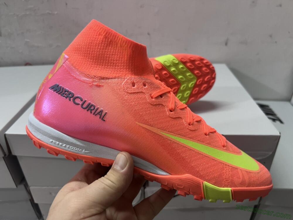 Nike Air Zoom Mercurial Superfly 9 Elite TF High-Tops Soccer Shoes - Red/Yellow/White