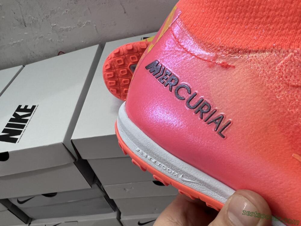 Nike Air Zoom Mercurial Superfly 9 Elite TF High-Tops Soccer Shoes - Red/Yellow/White