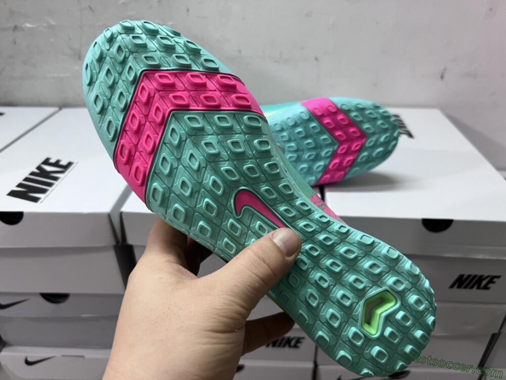 Nike Air Zoom Mercurial Superfly 10 Elite TF High-Tops Soccer Shoes - Jade/Pink/Blue