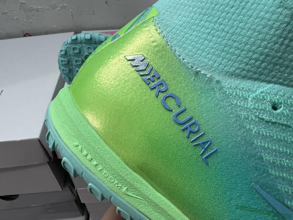Nike Air Zoom Mercurial Superfly 10 Elite TF High-Tops Soccer Shoes - Jade/Pink/Blue
