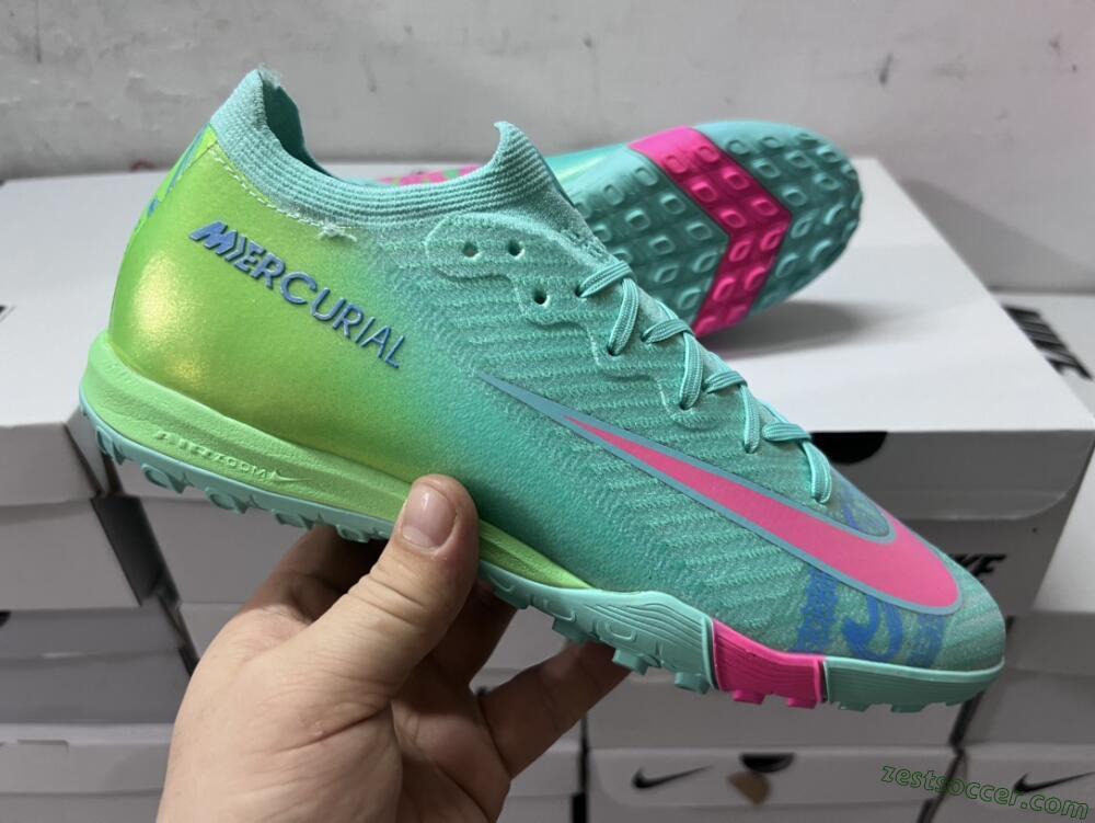 Nike Air Zoom Mercurial Vapor 16 Elite TF Low-Tops Soccer Shoes - Jade/Pink/Blue