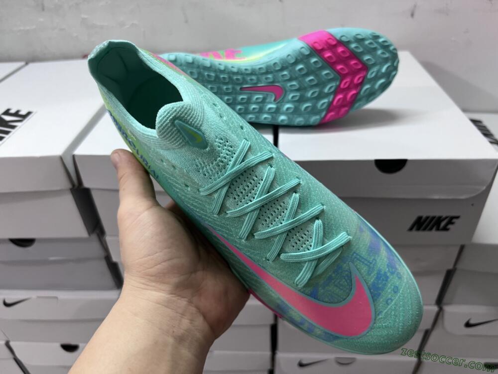 Nike Air Zoom Mercurial Vapor 16 Elite TF Low-Tops Soccer Shoes - Jade/Pink/Blue