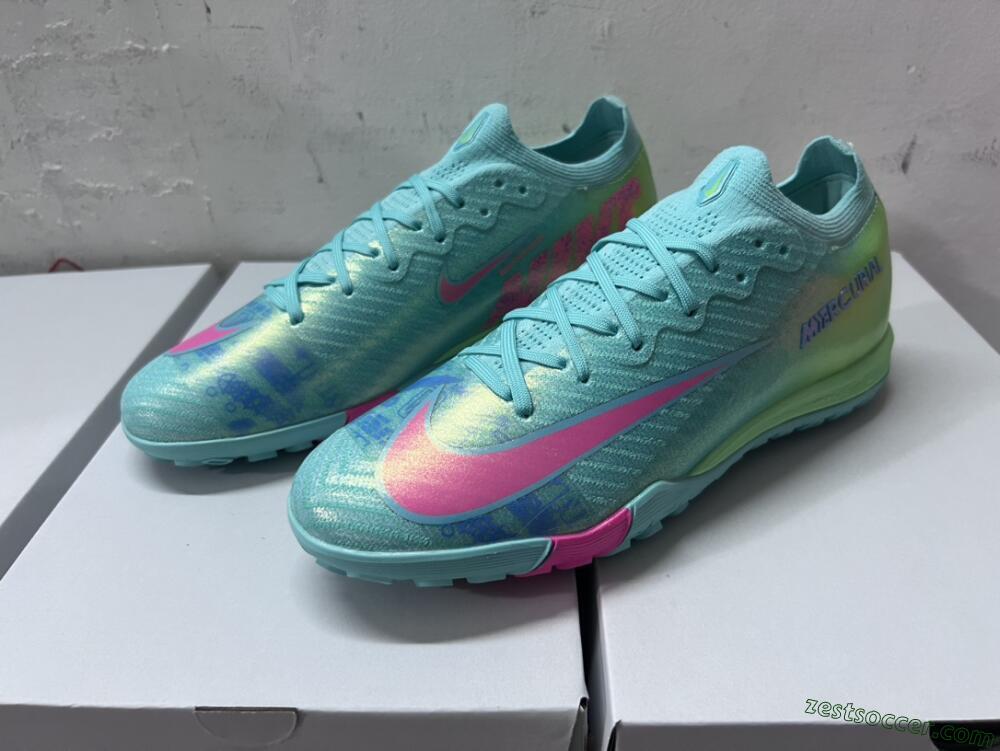 Nike Air Zoom Mercurial Vapor 16 Elite TF Low-Tops Soccer Shoes - Jade/Pink/Blue