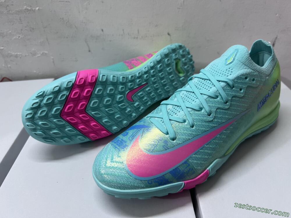 Nike Air Zoom Mercurial Vapor 16 Elite TF Low-Tops Soccer Shoes - Jade/Pink/Blue