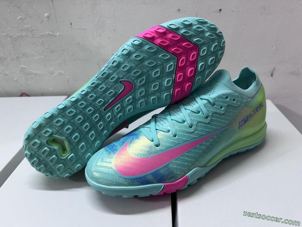 Nike Air Zoom Mercurial Vapor 16 Elite TF Low-Tops Soccer Shoes - Jade/Pink/Blue