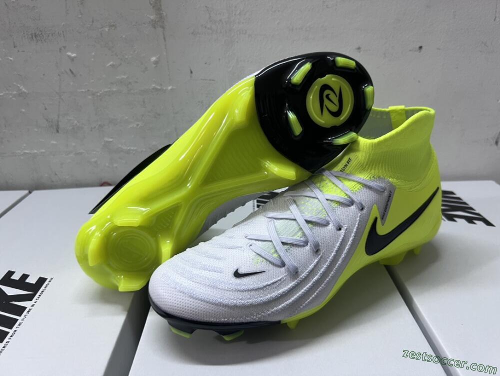 Nike Phantom Luna Elite FG High-Tops Soccer Cleats - Grey/Yellow/Black