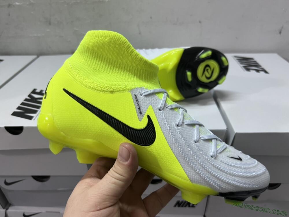Nike Phantom Luna Elite FG High-Tops Soccer Cleats - Grey/Yellow/Black