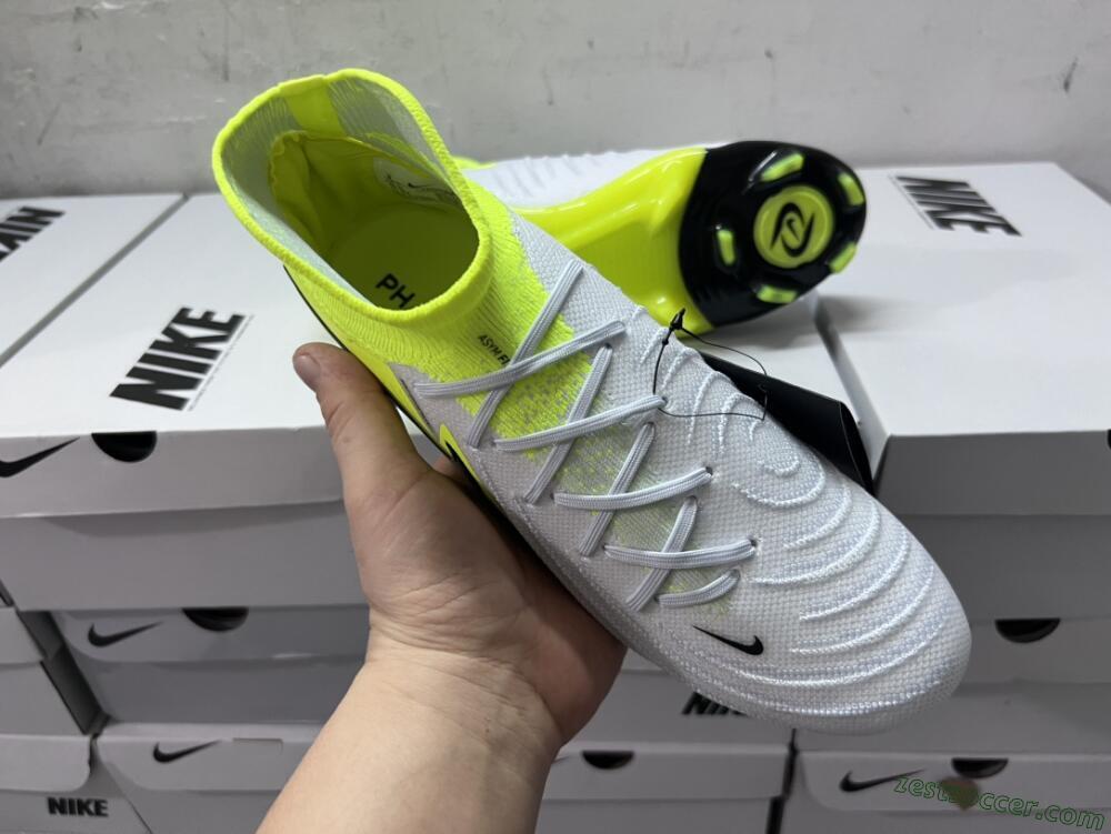 Nike Phantom Luna Elite FG High-Tops Soccer Cleats - Grey/Yellow/Black