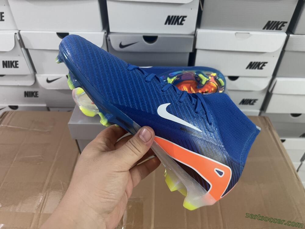 Nike Air Zoom Mercurial Superfly 10 Elite FG High-Tops Soccer Cleats - Blue/White/Orange
