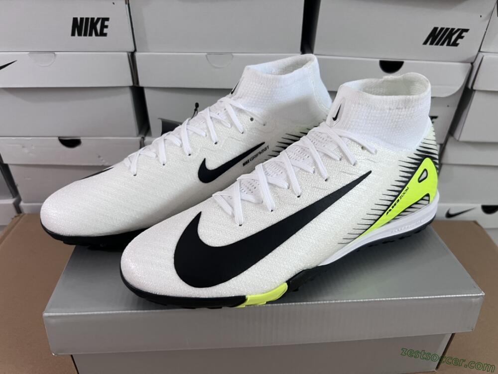 Nike Air Zoom Mercurial Superfly 10 Elite TF High-Tops Soccer Shoes - White/Black/Yellow