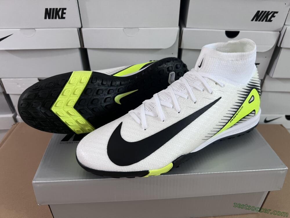Nike Air Zoom Mercurial Superfly 10 Elite TF High-Tops Soccer Shoes - White/Black/Yellow