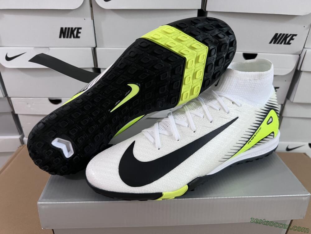 Nike Air Zoom Mercurial Superfly 10 Elite TF High-Tops Soccer Shoes - White/Black/Yellow