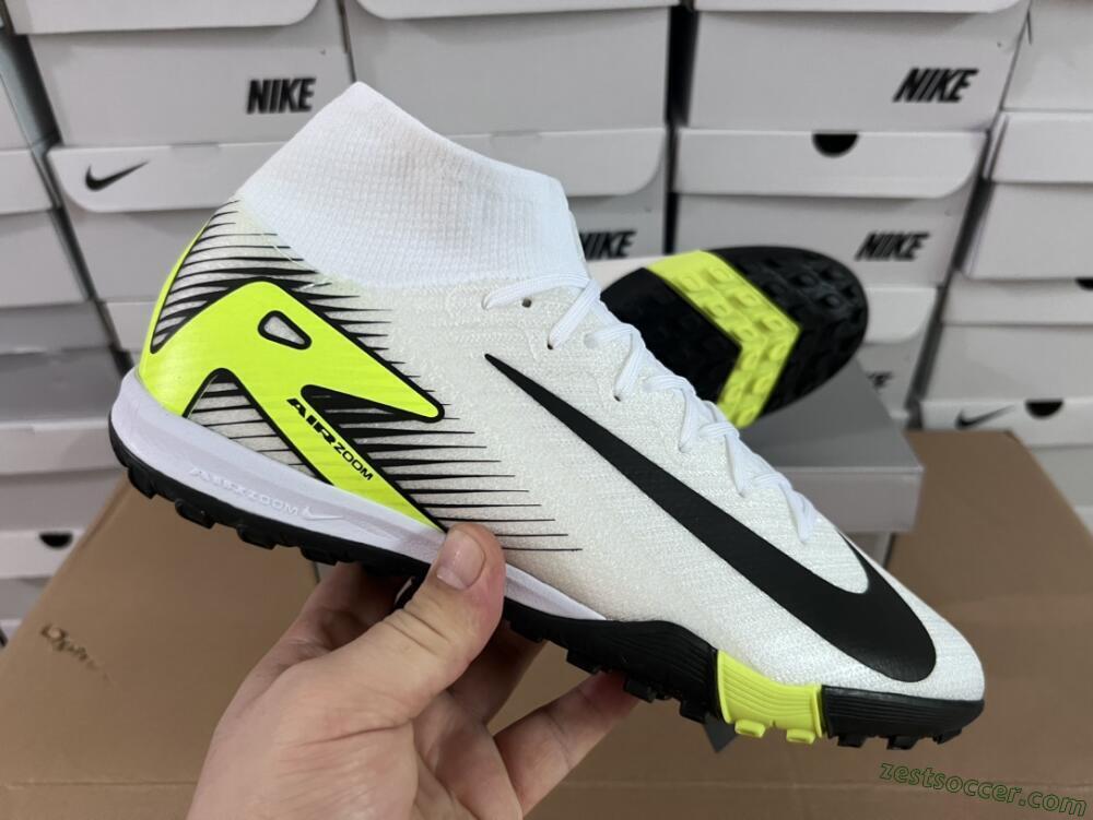 Nike Air Zoom Mercurial Superfly 10 Elite TF High-Tops Soccer Shoes - White/Black/Yellow