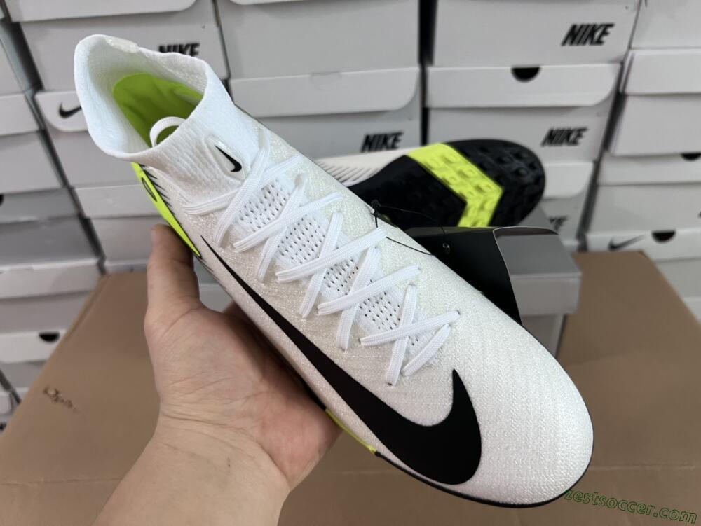 Nike Air Zoom Mercurial Superfly 10 Elite TF High-Tops Soccer Shoes - White/Black/Yellow