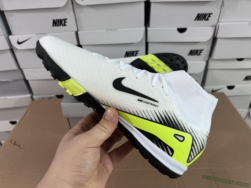 Nike Air Zoom Mercurial Superfly 10 Elite TF High-Tops Soccer Shoes - White/Black/Yellow