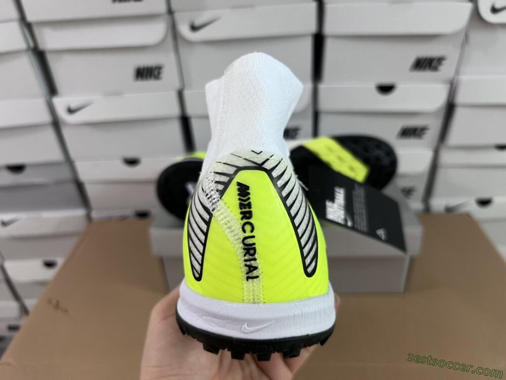 Nike Air Zoom Mercurial Superfly 10 Elite TF High-Tops Soccer Shoes - White/Black/Yellow