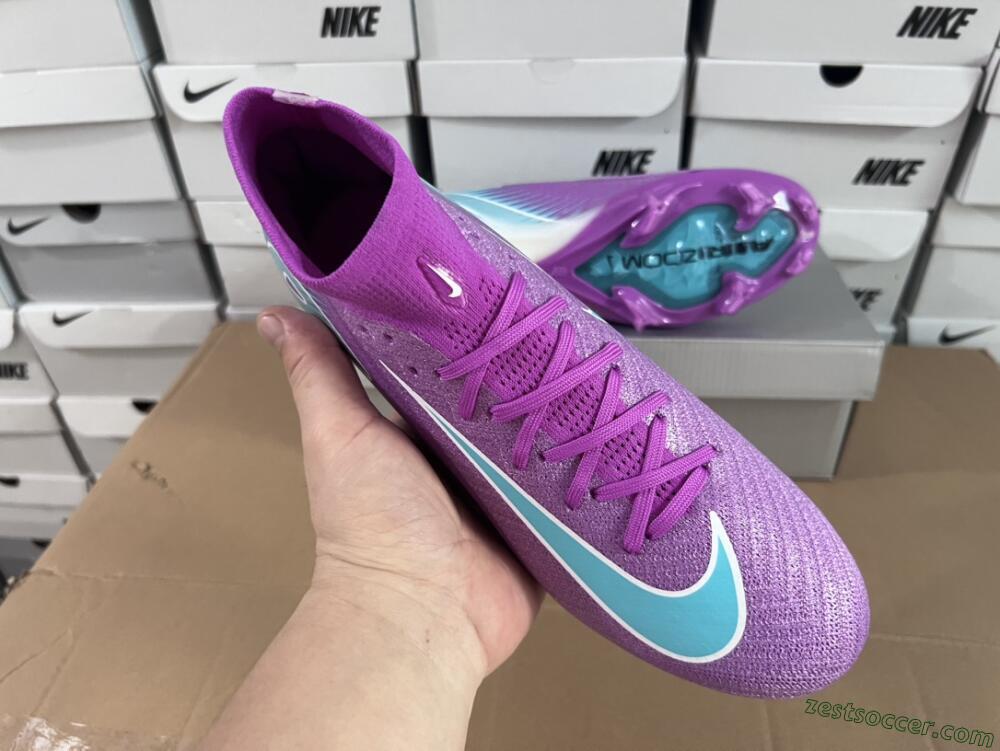 Nike Air Zoom Mercurial Superfly 10 Elite FG High-Tops Soccer Cleats - Purple/Green