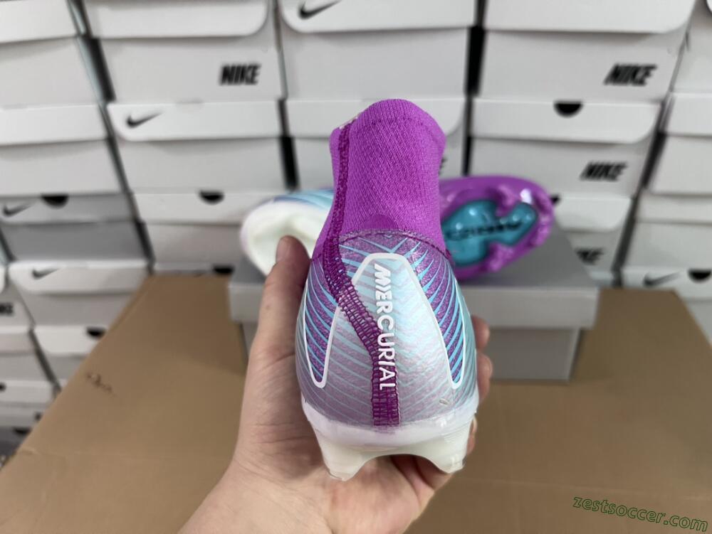 Nike Air Zoom Mercurial Superfly 10 Elite FG High-Tops Soccer Cleats - Purple/Green
