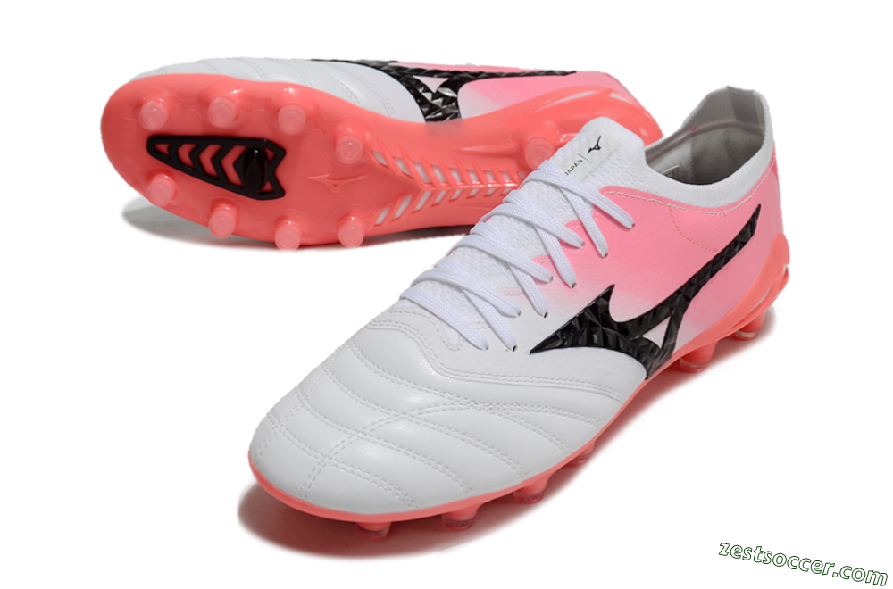 Mizuno Morelia Neo 3 FG Low-Tops Soccer Cleats - White/Black/Pink 3