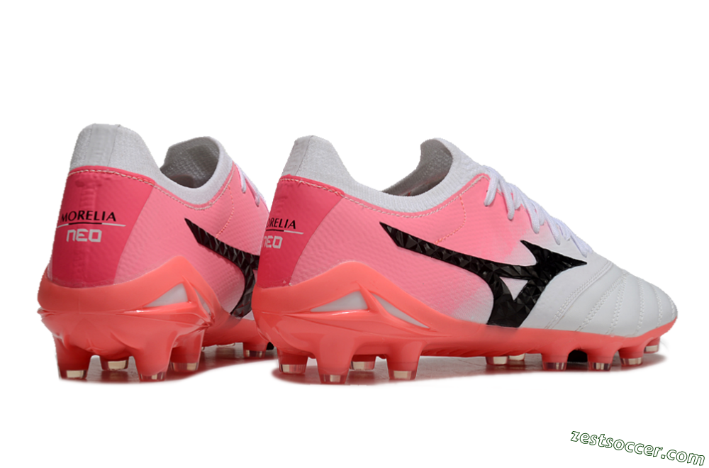 Mizuno Morelia Neo 3 FG Low-Tops Soccer Cleats - White/Black/Pink 7