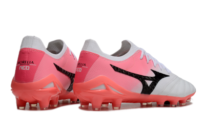 Mizuno Morelia Neo 3 FG Low-Tops Soccer Cleats - White/Black/Pink