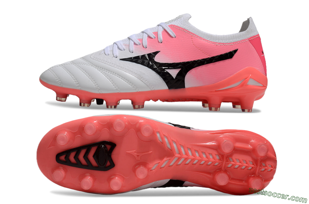 Mizuno Morelia Neo 3 FG Low-Tops Soccer Cleats - White/Black/Pink 1