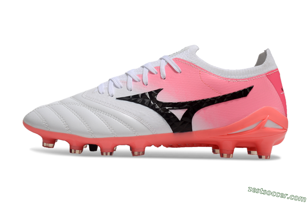 Mizuno Morelia Neo 3 FG Low-Tops Soccer Cleats - White/Black/Pink 2
