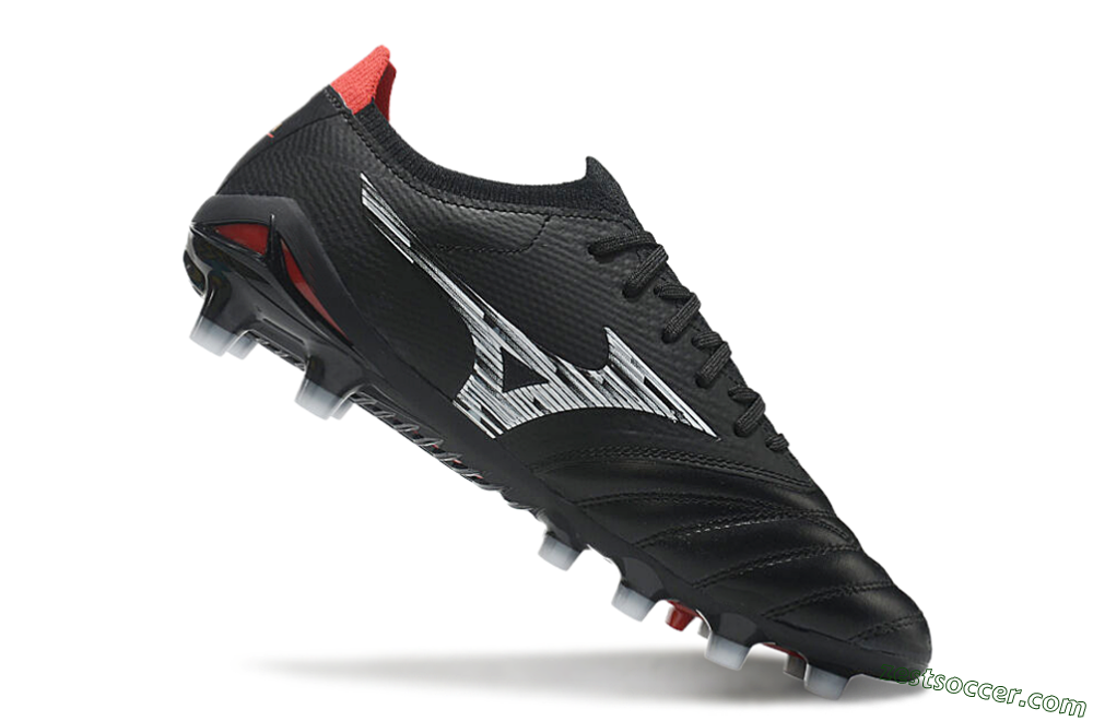 Mizuno Morelia Neo 3 FG Low-Tops Soccer Cleats - Black/White/Red 5