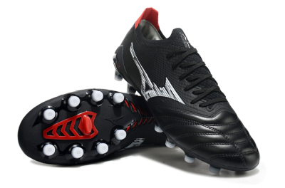 Mizuno Morelia Neo 3 FG Low-Tops Soccer Cleats - Black/White/Red