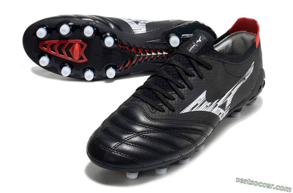 Mizuno Morelia Neo 3 FG Low-Tops Soccer Cleats - Black/White/Red 3