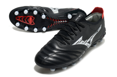 Mizuno Morelia Neo 3 FG Low-Tops Soccer Cleats - Black/White/Red