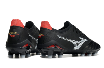 Mizuno Morelia Neo 3 FG Low-Tops Soccer Cleats - Black/White/Red