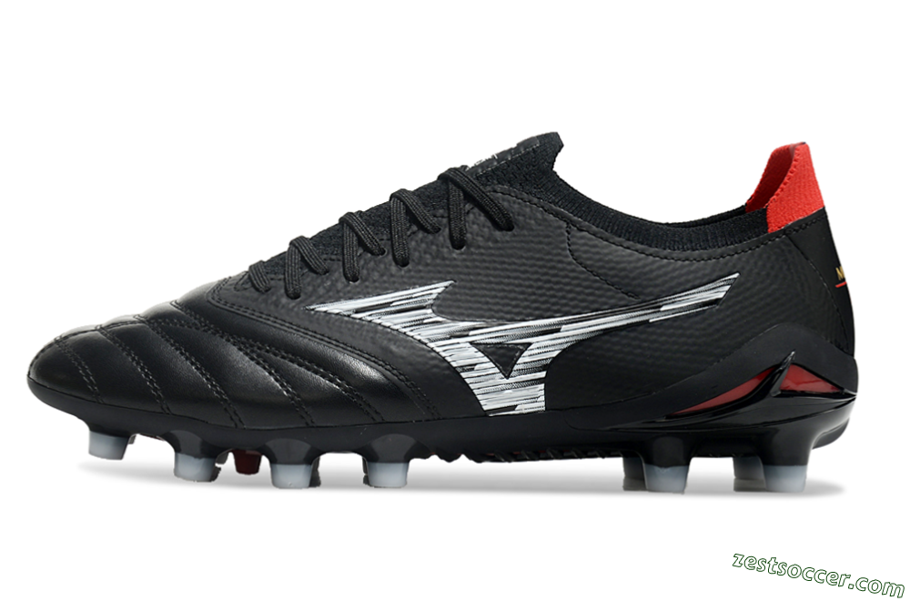 Mizuno Morelia Neo 3 FG Low-Tops Soccer Cleats - Black/White/Red 2