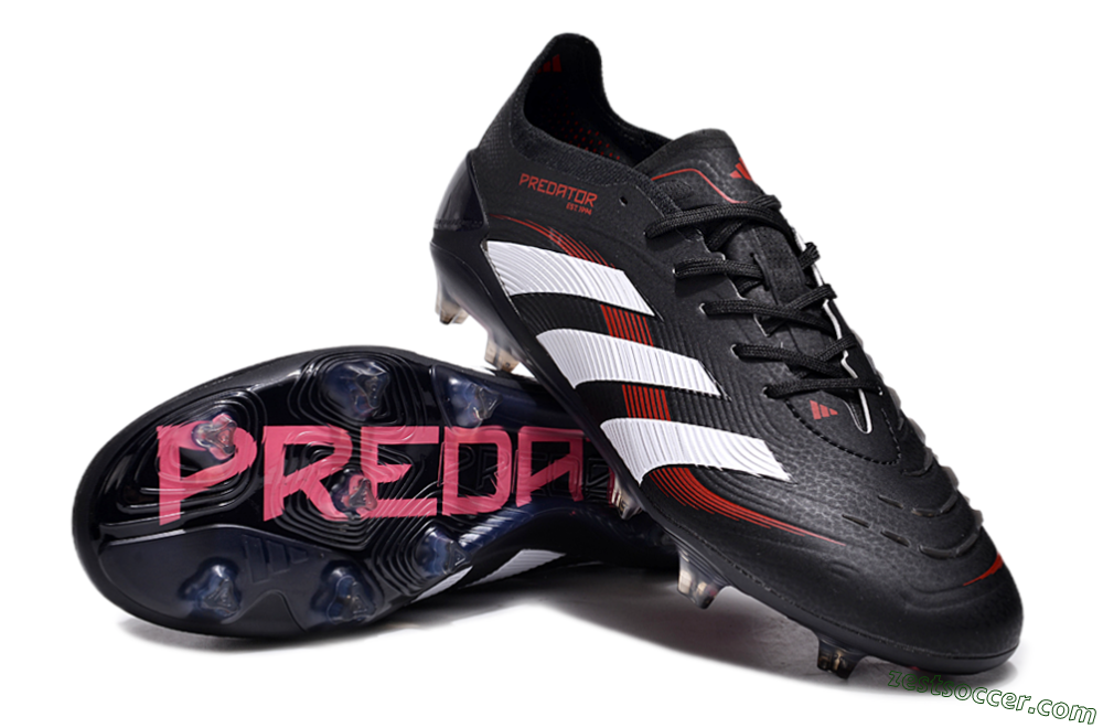 Adidas Predator Elite 24 FG Low-Tops Soccer Cleats - Black/White/Red 3