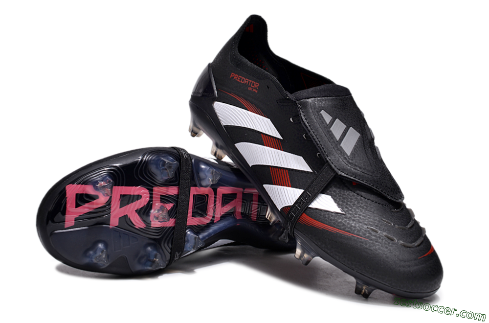 Adidas Predator Elite Foldover Tongue FG Low-Tops Soccer Cleats - Black/White/Red 3
