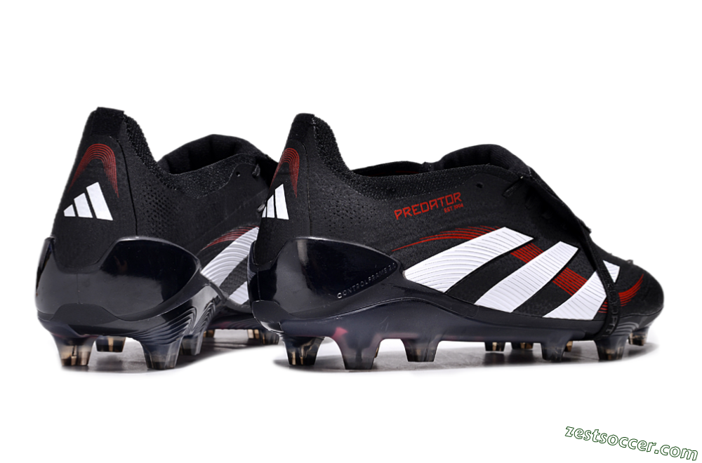 Adidas Predator Elite Foldover Tongue FG Low-Tops Soccer Cleats - Black/White/Red 6
