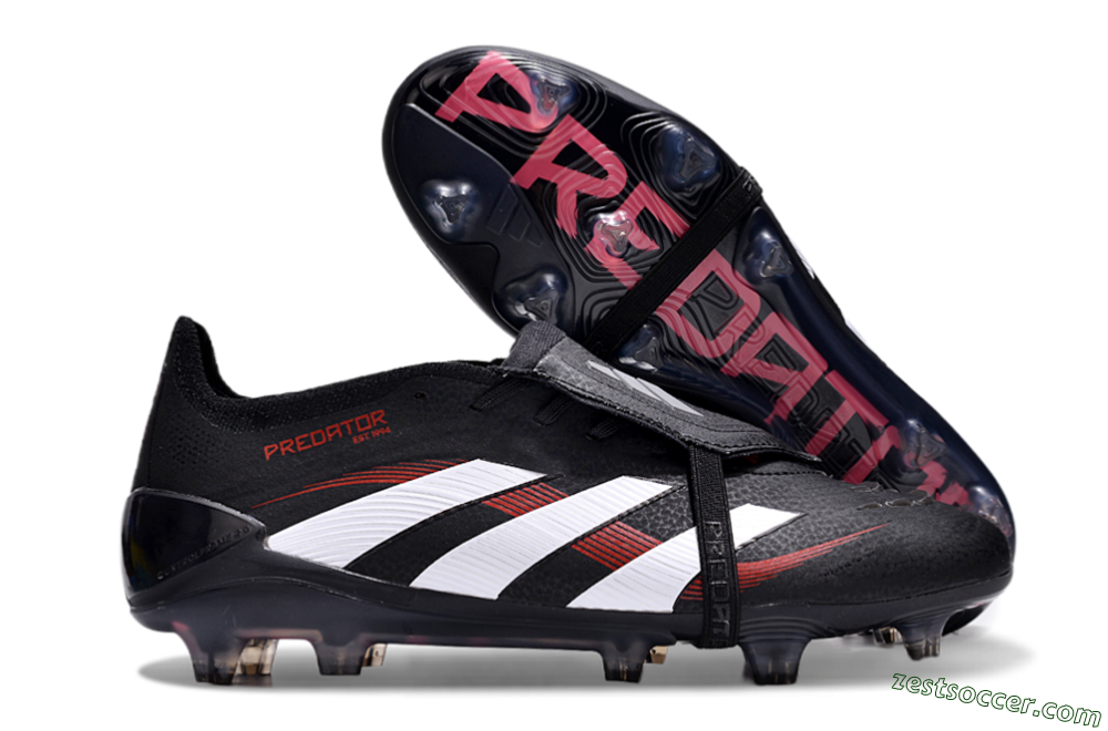 Adidas Predator Elite Foldover Tongue FG Low-Tops Soccer Cleats - Black/White/Red 0