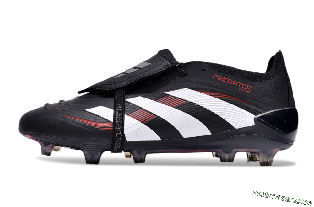 Adidas Predator Elite Foldover Tongue FG Low-Tops Soccer Cleats - Black/White/Red 2