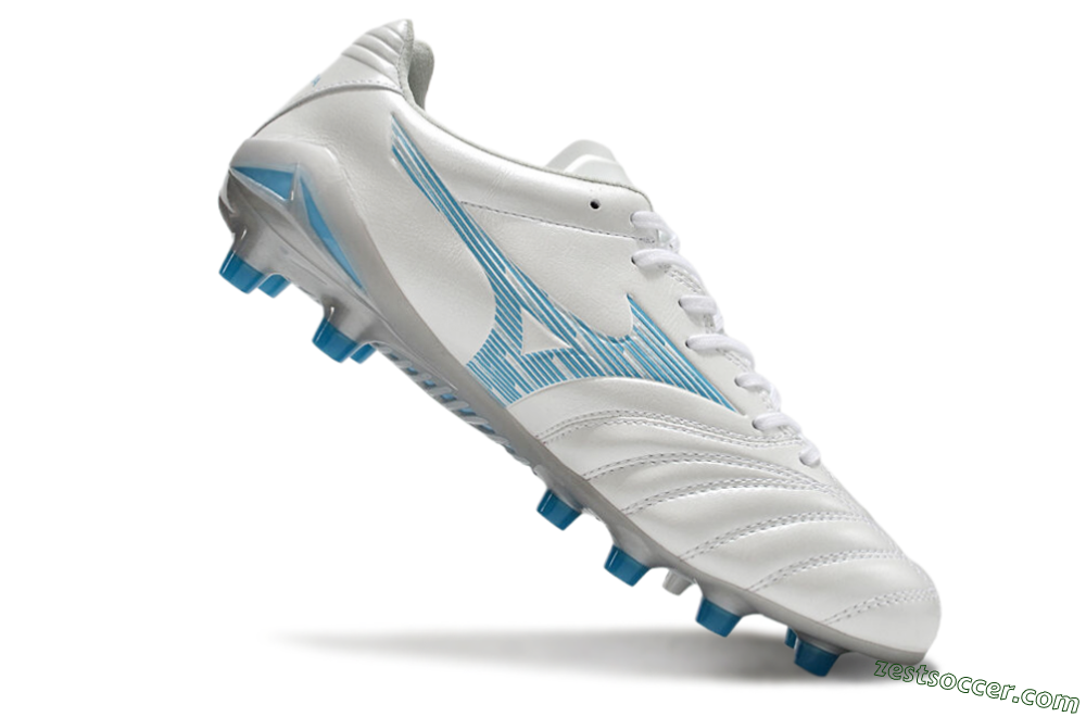 Mizuno Morelia Neo 4 FG Low-Tops Soccer Cleats - White/Blue/Silver 4