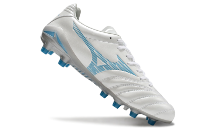 Mizuno Morelia Neo 4 FG Low-Tops Soccer Cleats - White/Blue/Silver