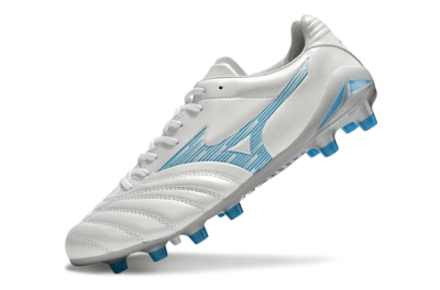 Mizuno Morelia Neo 4 FG Low-Tops Soccer Cleats - White/Blue/Silver